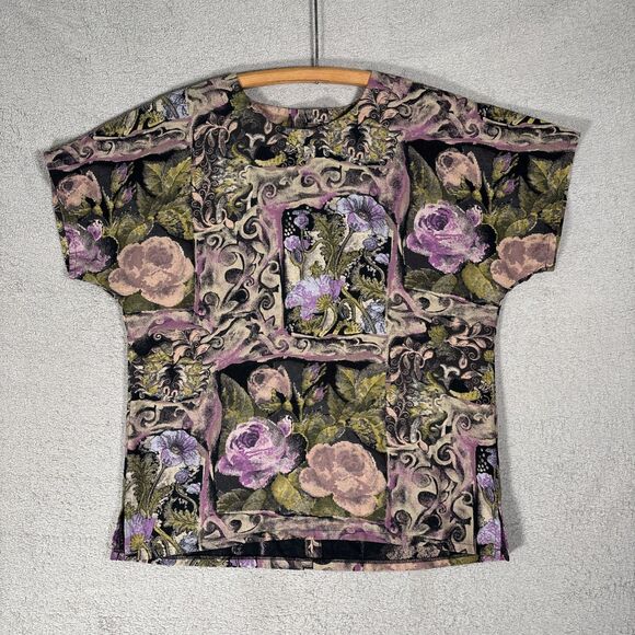 Georgiou Tops - Vintage George Georgiou Top Size 10 Raw Silk Artsy Earth Tones Forest Fairy